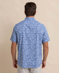 Southern Tide Brrr Intercoastal Sunset Beach Short Sleeve Shirt - Coronet Blue
