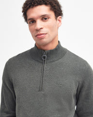 Barbour Cotton Half Zip - Olive Marl