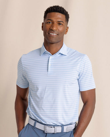 Southern Tide Driver Sevilla Stripe Polo - Cerulean