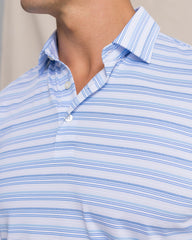 Southern Tide SS Driver Wild Winds Stripe Polo - Blue Stream