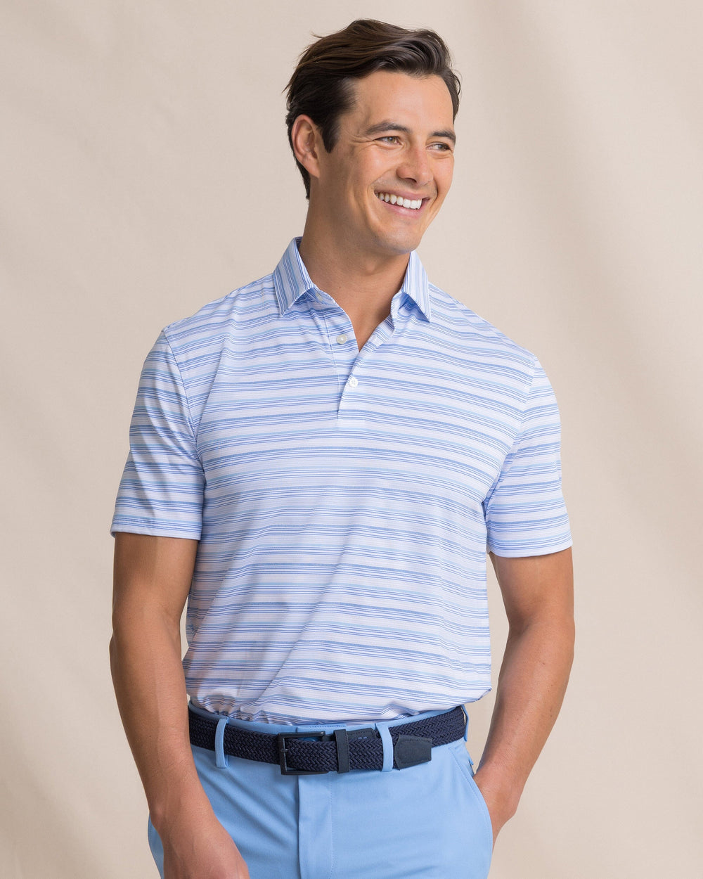 Southern Tide SS Driver Wild Winds Stripe Polo - Blue Stream