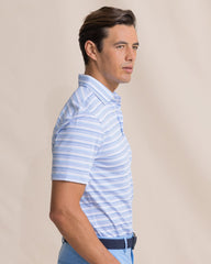 Southern Tide SS Driver Wild Winds Stripe Polo - Blue Stream