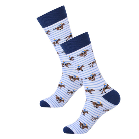 Blue Stripe Horse Racing Socks