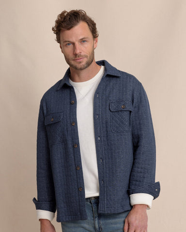 Southern Tide Fairwood Quilted Knit Shacket - Dress Blue