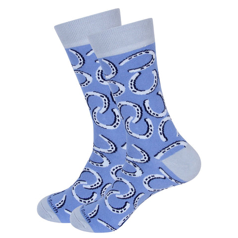 Blue Horseshoe Pattern Socks