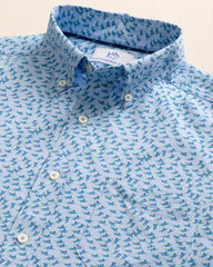 Southern Tide Intercoastal Short Sleeve Fintastic Sport Shirt - Cerulean