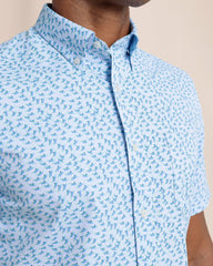 Southern Tide Intercoastal Short Sleeve Fintastic Sport Shirt - Cerulean