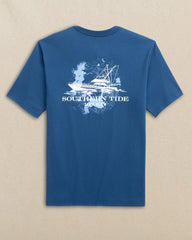 Southern Tide Short Sleeve Fishing Boat Coorinates Tee - Nautical Blue