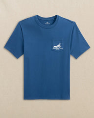 Southern Tide Short Sleeve Fishing Boat Coorinates Tee - Nautical Blue