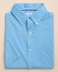 Southern Tide Short Sleeve Coastal Breeze Flower Garden Sport Shirt - Tropical Breeze Blue