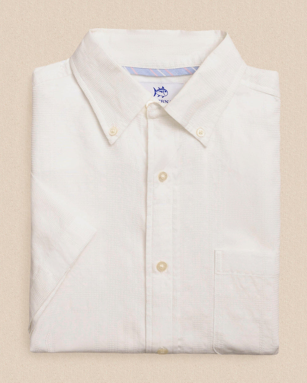 Southern Tide Textured Fort Fisher Short Sleeve Sport Shirt - Classic White