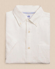 Southern Tide Textured Fort Fisher Short Sleeve Sport Shirt - Classic White