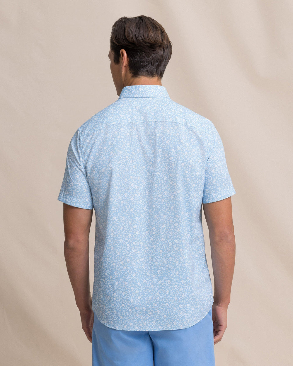 Southern Tide Short Sleeve Garden Bloom Sport Shirt - Tide Blue