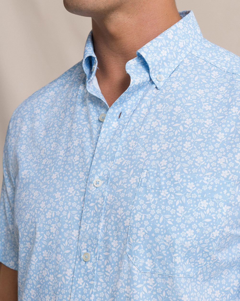 Southern Tide Short Sleeve Garden Bloom Sport Shirt - Tide Blue
