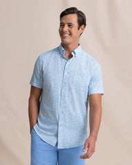 Southern Tide Short Sleeve Garden Bloom Sport Shirt - Tide Blue