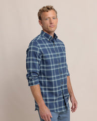 Southern Tide IC Heron Plaid Flannel Sportshirt - Dress Blue