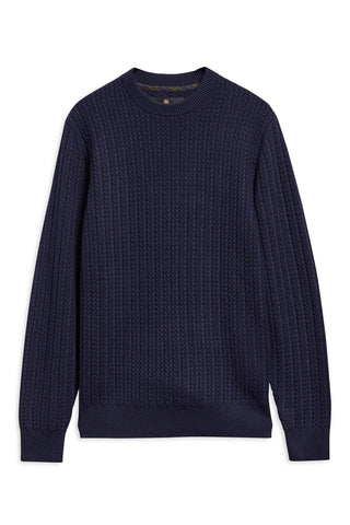 Barbour Herringbone Knitted Crew - Navy