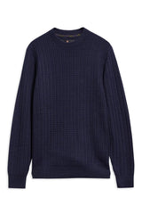 Barbour Herringbone Knitted Crew - Navy