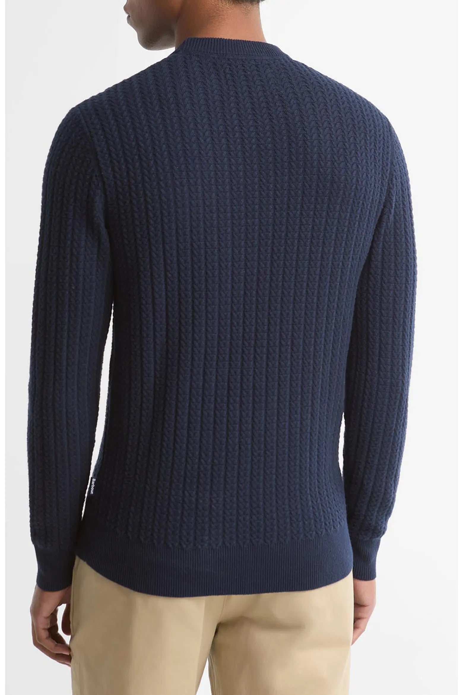 Barbour Herringbone Knitted Crew - Navy