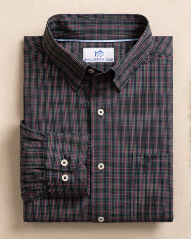 Southern Tide Charleston Heyward Tartan Sport Shirt - Dress Blue