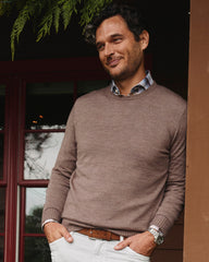 Johnnie-O Ronald Merino Wool Crewneck Sweater - Havana
