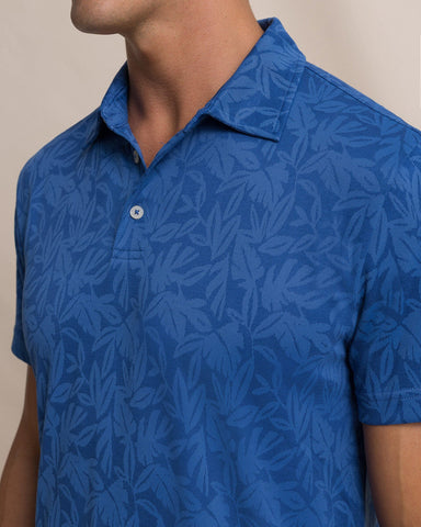 Southern Tide Island Fronds Jaquard Polo - Nautical Navy