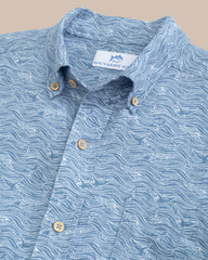 Southern Tide Rayon Linen Whaler Short Sleeve Shirt - Coronet Blue
