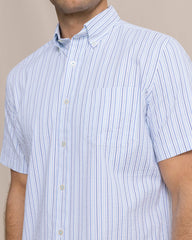 Southern Tide Coastal Breeze Marina Seersucker SS Sport Shirt - Tropical Breeze Blue