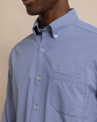 Southern Tide Brrr IC Micro Gingham Sport Shirt - Seven Seas Blue