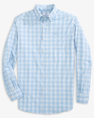 Southern Tide Muscogee Plaid Sport Shirt - Clearwater Blue