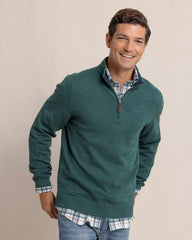 Southern Tide Oakatie 1/4 Zip Sweater - Heather Salt Meadow