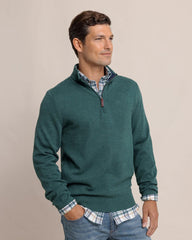 Southern Tide Oakatie 1/4 Zip Sweater - Heather Salt Meadow