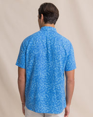 Southern Tide Short Sleeve Pineapple Parade Sport Shirt - Blue Stream