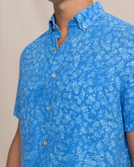 Southern Tide Short Sleeve Pineapple Parade Sport Shirt - Blue Stream