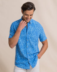Southern Tide Short Sleeve Pineapple Parade Sport Shirt - Blue Stream
