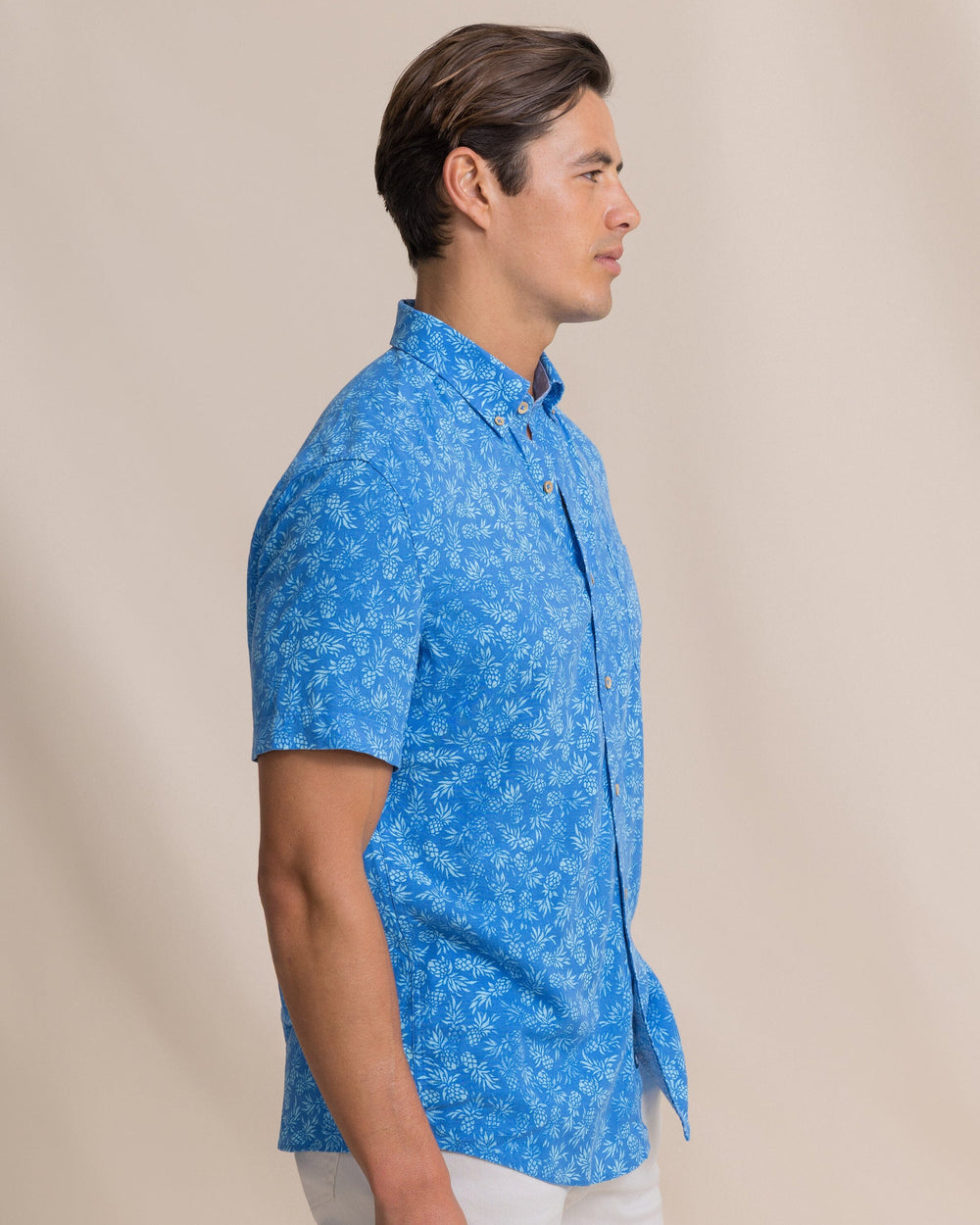 Southern Tide Short Sleeve Pineapple Parade Sport Shirt - Blue Stream