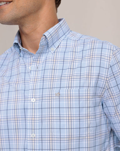 Southern Tide IC River Point Plaid Sport Shirt - Cerulean