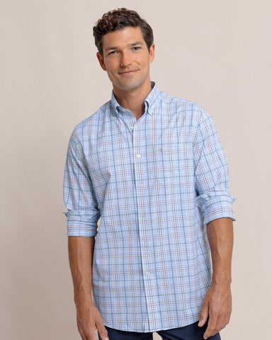 Southern Tide IC River Point Plaid Sport Shirt - Cerulean