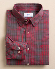 Southern Tide Charleston SC Tartan Sport Shirt - Crab Red