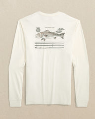 Southern Tide Long Sleeve ST Redfish Rod Tee - Sand White