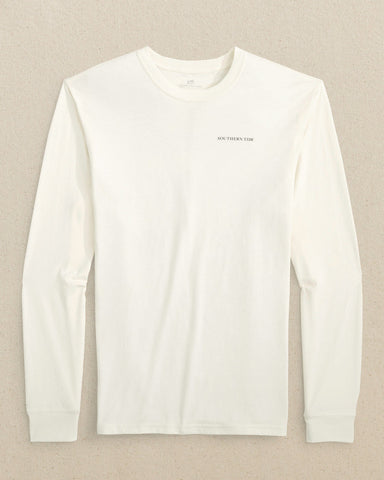 Southern Tide Long Sleeve ST Redfish Rod Tee - Sand White