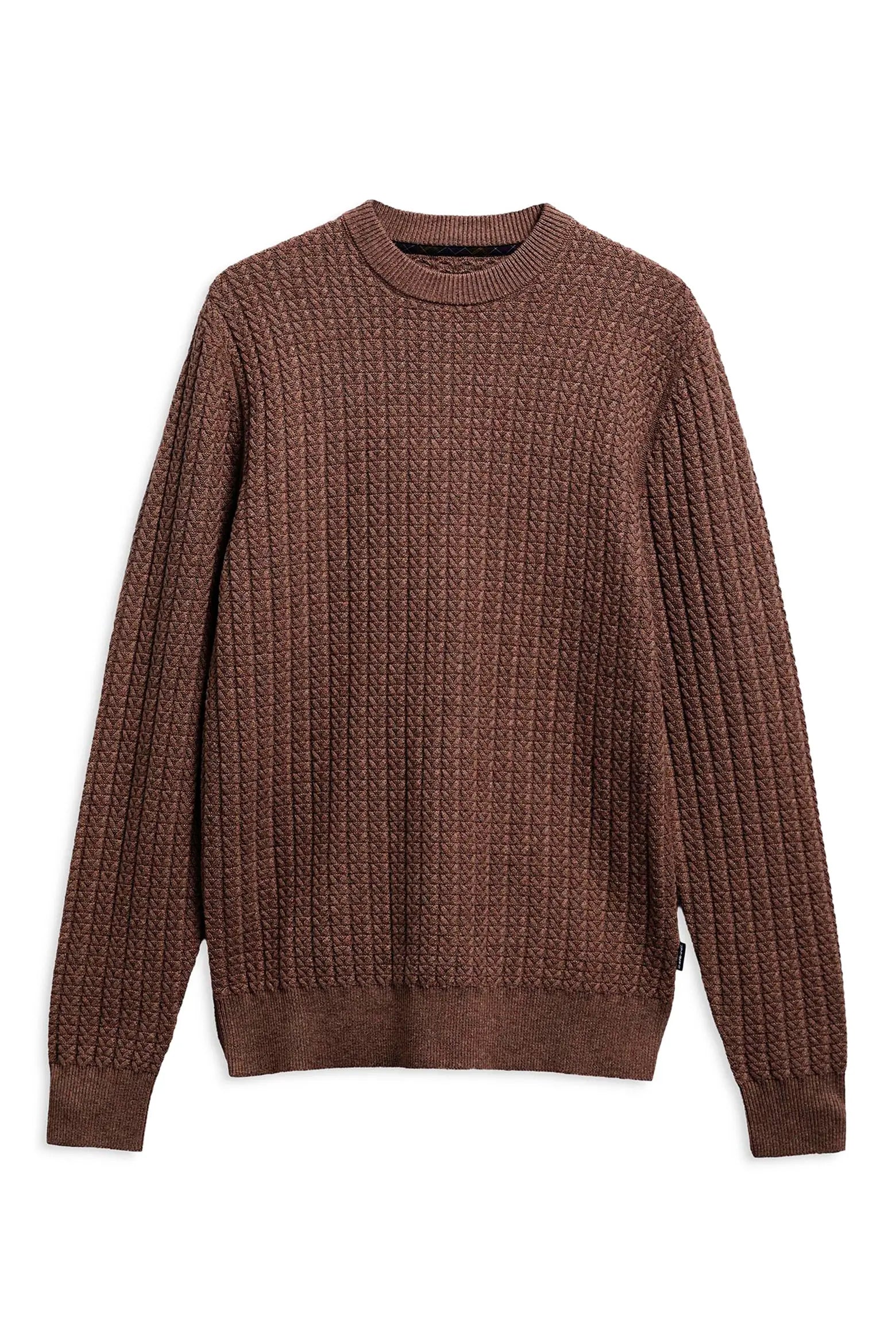 Barbour Herringbone Knitted Crew - Stone