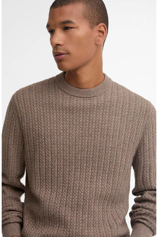Barbour Herringbone Knitted Crew - Stone
