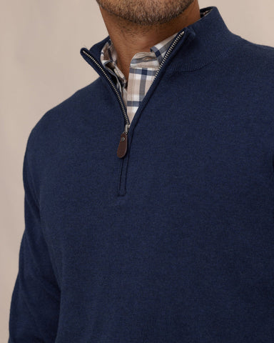 Southern Tide Whitehaven Heather 1/4 Zip - Dress Blue