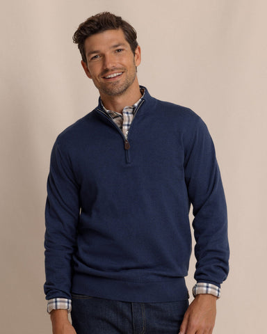 Southern Tide Whitehaven Heather 1/4 Zip - Dress Blue