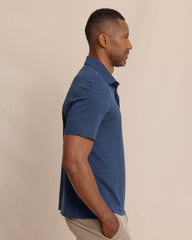 Southern Tide Woodland Covered Placket Polo - Dress Blue