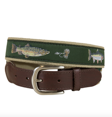 Belted Cow Freshwater Fish & Flies Belt - Olive